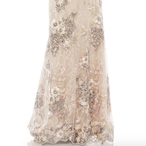 MAC DUGGAL 67539 EMBELLISHED V-NECK ILLUSIONS TAUPE GOWN sz 10 - Picture 4 of 6